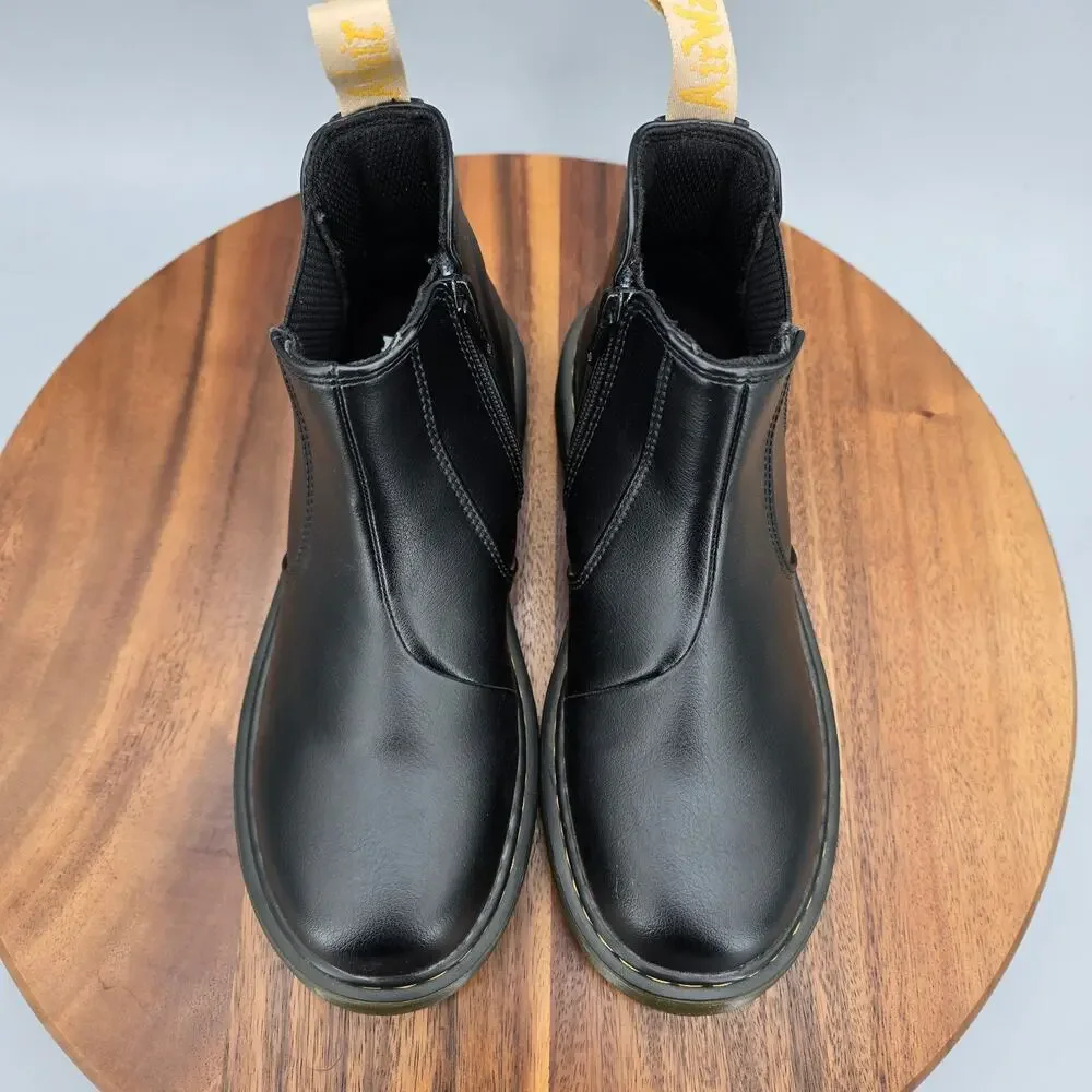 Dr Martens Boots Youth Kids 3 Black 2976 Vegan Side Zip Ankle Chelsea Booties